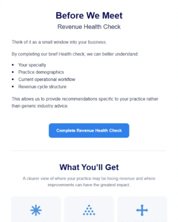 Healthcare revenue email campaign