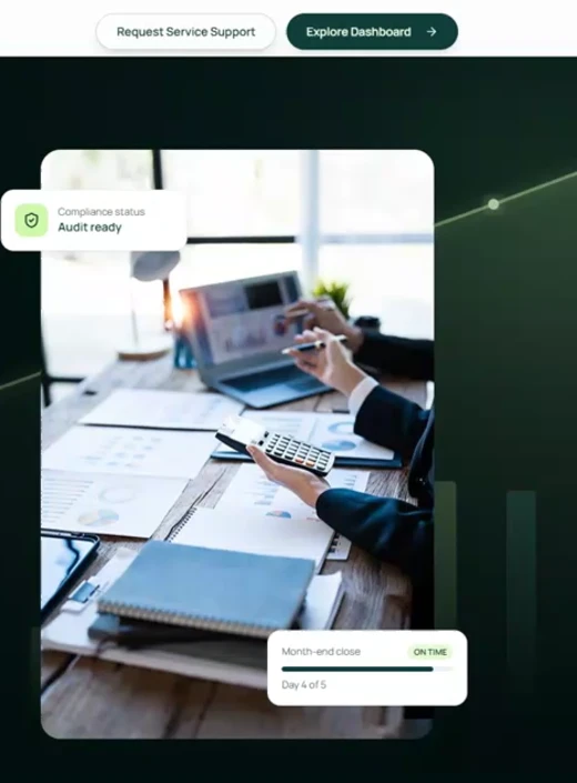 Operations services website hero with live status cards